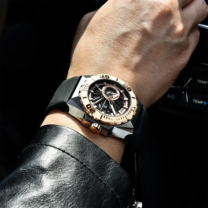 Pagani Design Automatic Skeleton Rose gold Bezel Men's Watch-  PD-YS007